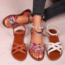 Zapatos para mujer 2025, novedad de verano, Sandalias planas para mujer, sandalias con correa romana inferior con suelas de goma antideslizantes, Sandalia diaria para mujer