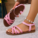 Zapatos para mujer 2025, novedad de verano, Sandalias planas para mujer, sandalias con correa romana inferior con suelas de goma antideslizantes, Sandalia diaria para mujer