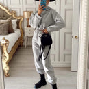 Traje deportivo de manga larga para mujer, ropa informal en la cintura, tendencia de moda, conjunto de dos piezas