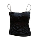 Camisolas de verano, camisetas sin mangas para mujer con sujetador incorporado, camisetas sin mangas con tirantes finos, Top corto, Top informal de Color sólido