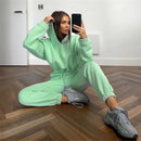 Traje deportivo de manga larga para mujer, ropa informal en la cintura, tendencia de moda, conjunto de dos piezas