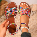 Zapatos para mujer 2025, novedad de verano, Sandalias planas para mujer, sandalias con correa romana inferior con suelas de goma antideslizantes, Sandalia diaria para mujer