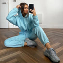 Traje deportivo de manga larga para mujer, ropa informal en la cintura, tendencia de moda, conjunto de dos piezas