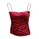Camisolas de verano, camisetas sin mangas para mujer con sujetador incorporado, camisetas sin mangas con tirantes finos, Top corto, Top informal de Color sólido
