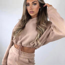 Traje deportivo de manga larga para mujer, ropa informal en la cintura, tendencia de moda, conjunto de dos piezas