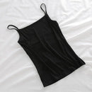 Camisolas de verano, camisetas sin mangas para mujer con sujetador incorporado, camisetas sin mangas con tirantes finos, Top corto, Top informal de Color sólido