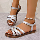 Zapatos para mujer 2025, novedad de verano, Sandalias planas para mujer, sandalias con correa romana inferior con suelas de goma antideslizantes, Sandalia diaria para mujer