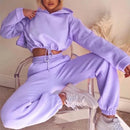 Traje deportivo de manga larga para mujer, ropa informal en la cintura, tendencia de moda, conjunto de dos piezas