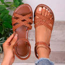 Zapatos para mujer 2025, novedad de verano, Sandalias planas para mujer, sandalias con correa romana inferior con suelas de goma antideslizantes, Sandalia diaria para mujer