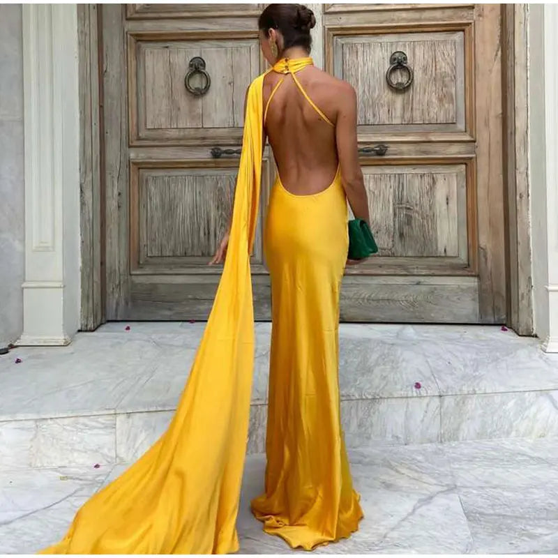 Vestido Largo Halter con Cinta para Mujer