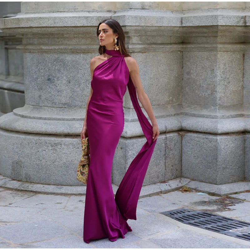 Vestido Largo Halter con Cinta para Mujer