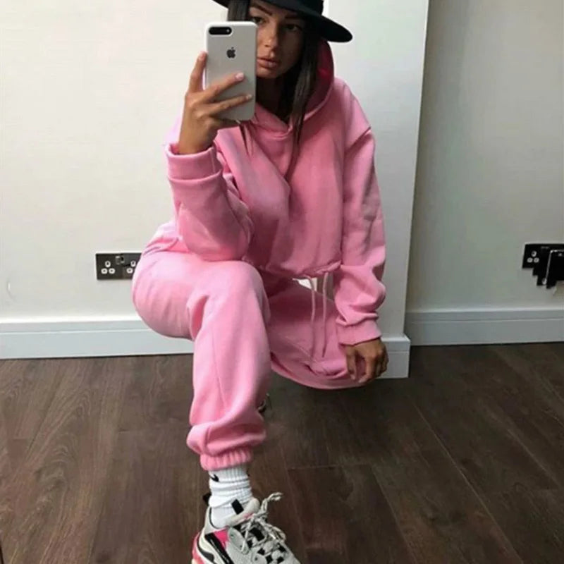 Traje deportivo de manga larga para mujer, ropa informal en la cintura, tendencia de moda, conjunto de dos piezas