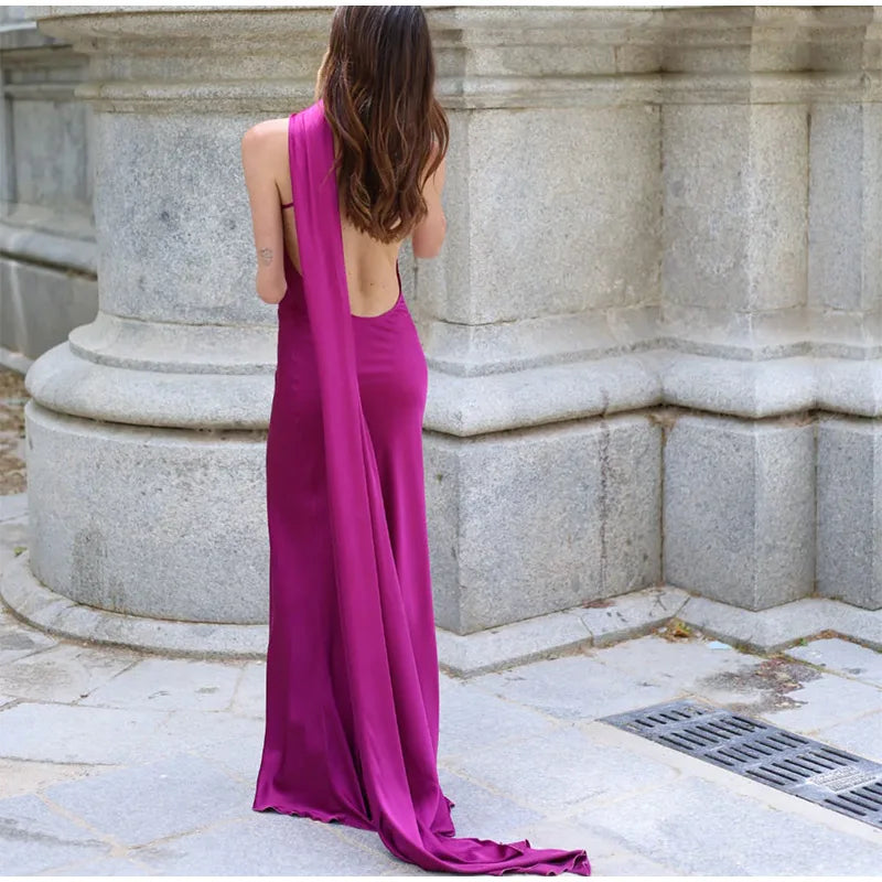 Vestido Largo Halter con Cinta para Mujer