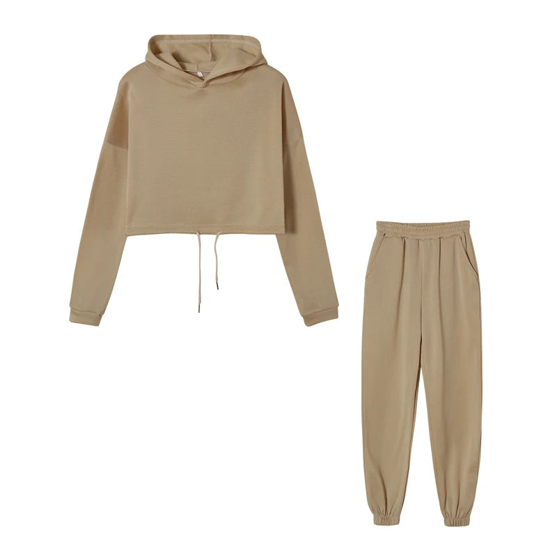 Traje deportivo de manga larga para mujer, ropa informal en la cintura, tendencia de moda, conjunto de dos piezas