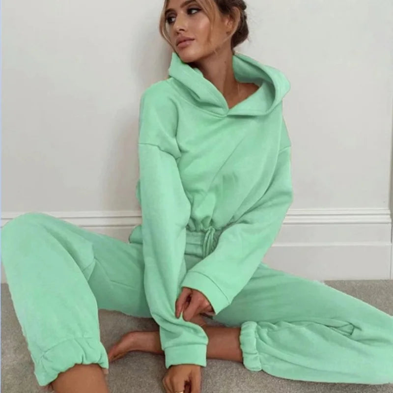 Traje deportivo de manga larga para mujer, ropa informal en la cintura, tendencia de moda, conjunto de dos piezas