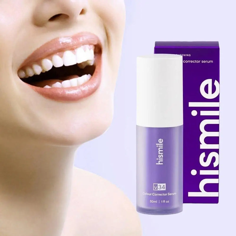 30ml V34 Hismile pasta de dientes púrpura elimina el sarro limpieza higiene bucal aliento fresco blanqueamiento productos para el cuidado de los dientes