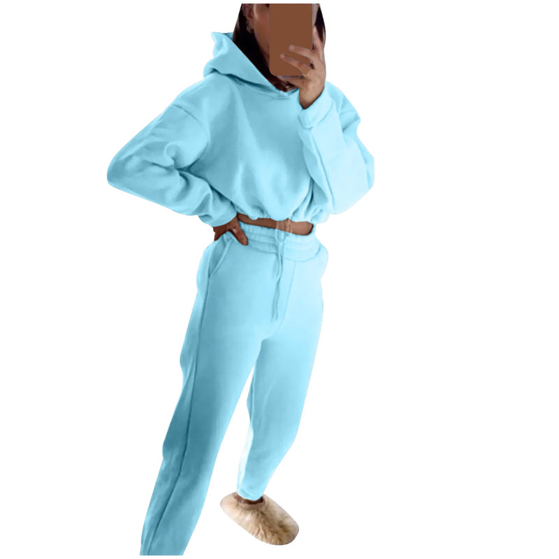 Traje deportivo de manga larga para mujer, ropa informal en la cintura, tendencia de moda, conjunto de dos piezas