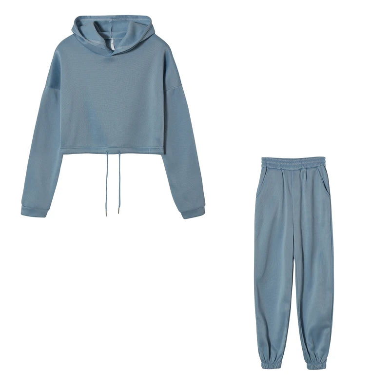 Traje deportivo de manga larga para mujer, ropa informal en la cintura, tendencia de moda, conjunto de dos piezas