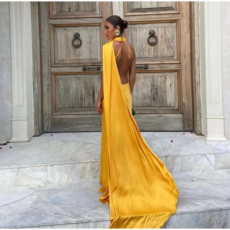Vestido Largo Halter con Cinta para Mujer