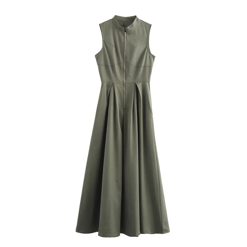 Vestido Largo Elegante con Cremallera para Mujer