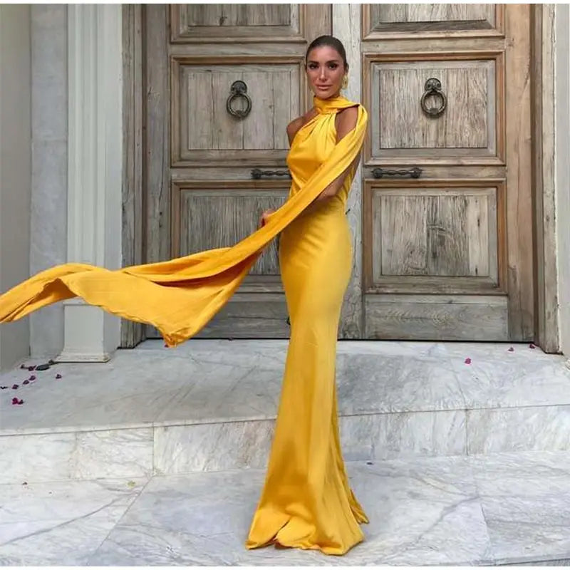 Vestido Largo Halter con Cinta para Mujer
