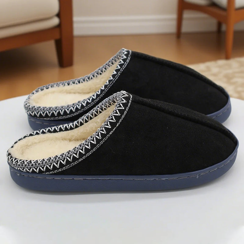 Zapatillas de algodón para otoño e invierno, suela gruesa para interiores, antideslizantes, suela suave con forro polar cálido para parejas