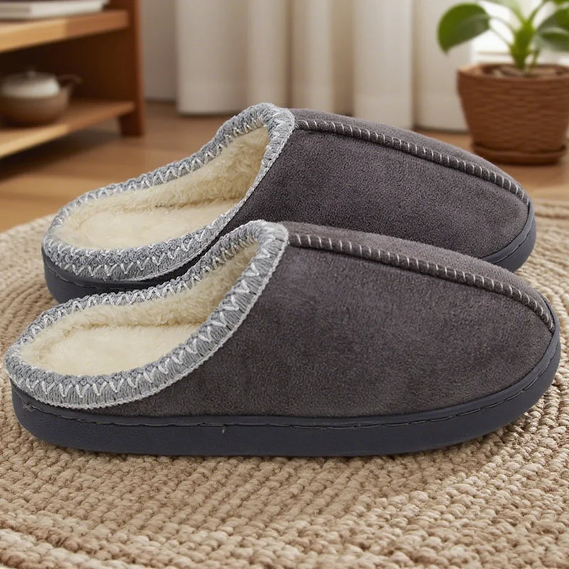 Zapatillas de algodón para otoño e invierno, suela gruesa para interiores, antideslizantes, suela suave con forro polar cálido para parejas