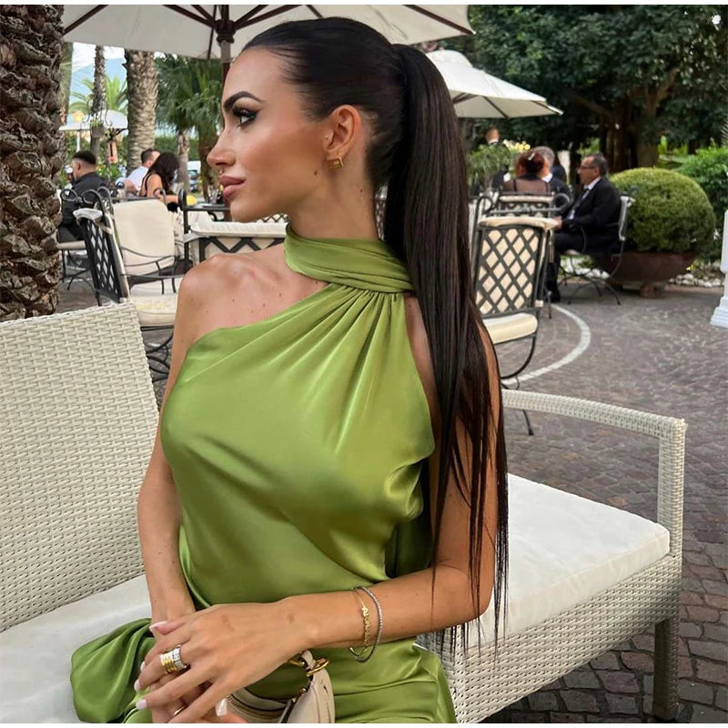 Vestido Largo Halter con Cinta para Mujer