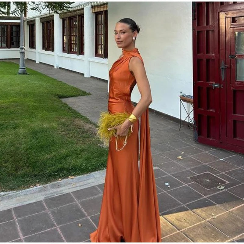 Vestido Largo Halter con Cinta para Mujer
