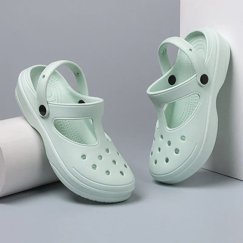 Bebealy, zapatillas de suela gruesa a la moda para mujer, sandalias de ocio resistentes al desgaste para exteriores, zapatos clásicos de EVA, zapatos de playa impermeables para mujer