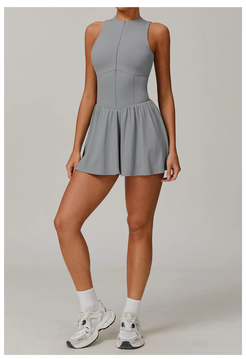 Traje de una pieza para mujer, traje deportivo con cremallera, peleles de Yoga, ropa deportiva sin espalda, monos de entrenamiento sin mangas para mujer