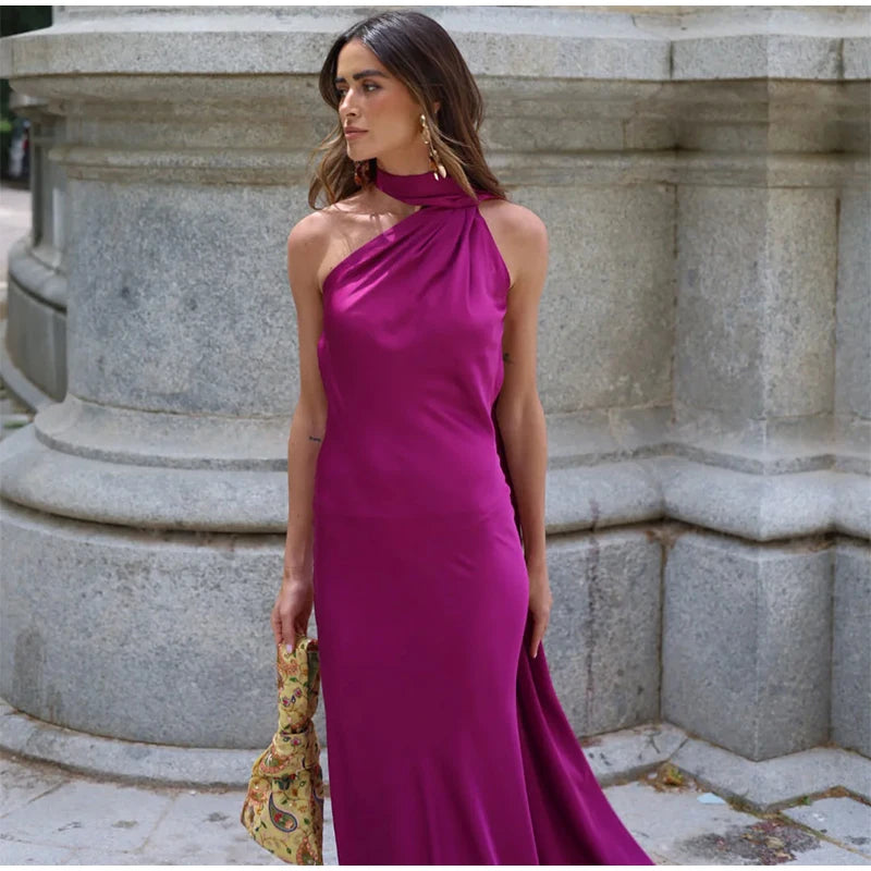 Vestido Largo Halter con Cinta para Mujer
