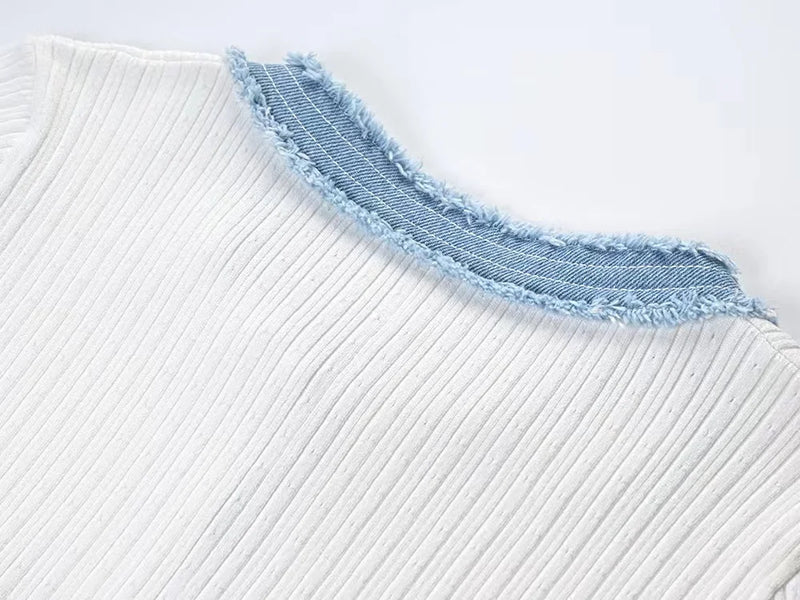 Vestido largo de punto elegante y contrastante para mujer, vestido elegante con cuello redondo y manga corta con botones de Metal, vestidos ajustados para oficina, bata para ir al trabajo