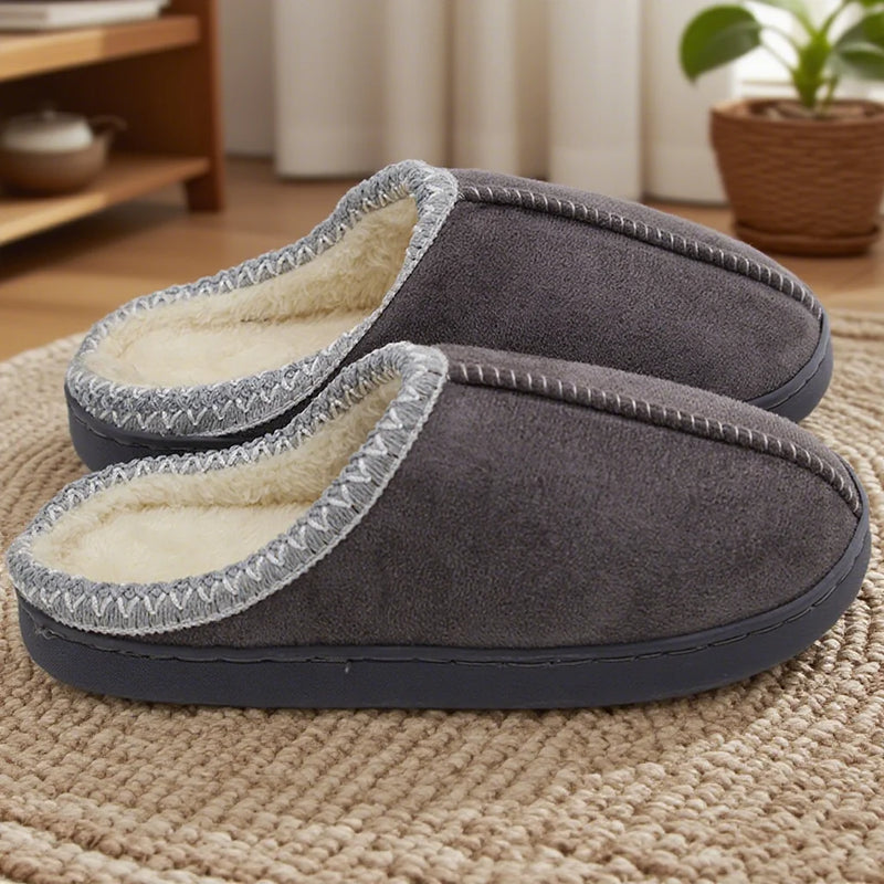 Zapatillas de algodón para otoño e invierno, suela gruesa para interiores, antideslizantes, suela suave con forro polar cálido para parejas