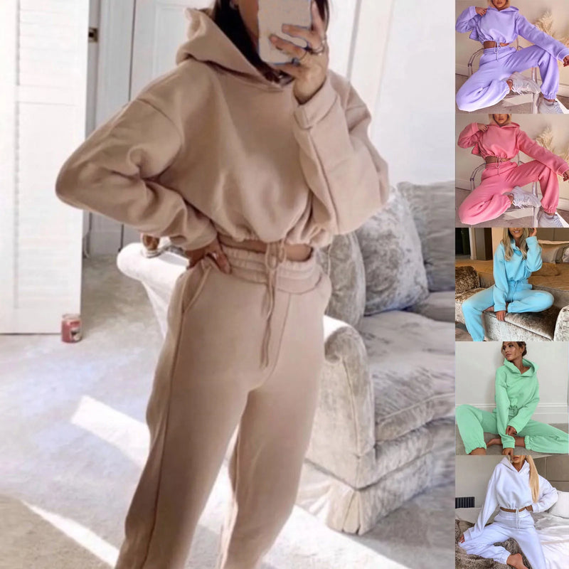 Traje deportivo de manga larga para mujer, ropa informal en la cintura, tendencia de moda, conjunto de dos piezas