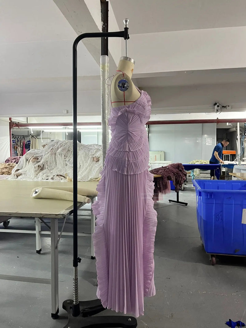 Vestido largo elegante con borde de loto, vestido ajustado con espalda descubierta y cordones, batas con cuello Halter, Vestidos de fiesta sin mangas, Vestidos de vacaciones para mujer 2025 Nw