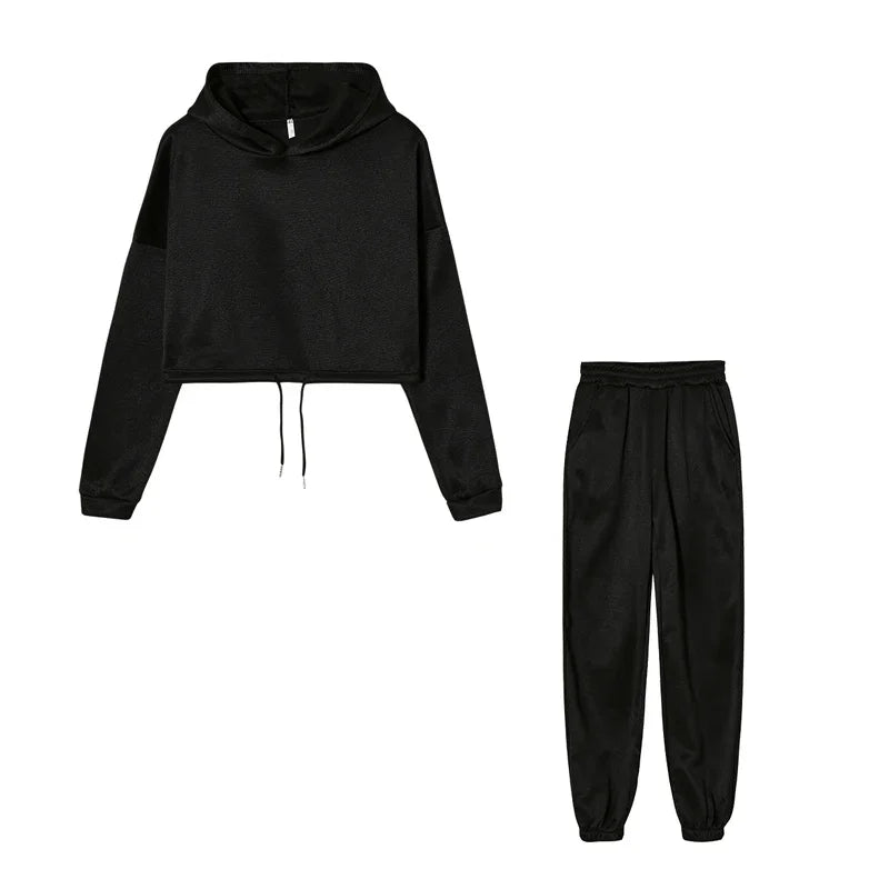 Traje deportivo de manga larga para mujer, ropa informal en la cintura, tendencia de moda, conjunto de dos piezas