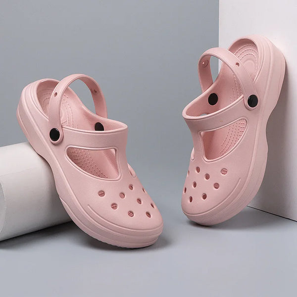 Bebealy, zapatillas de suela gruesa a la moda para mujer, sandalias de ocio resistentes al desgaste para exteriores, zapatos clásicos de EVA, zapatos de playa impermeables para mujer