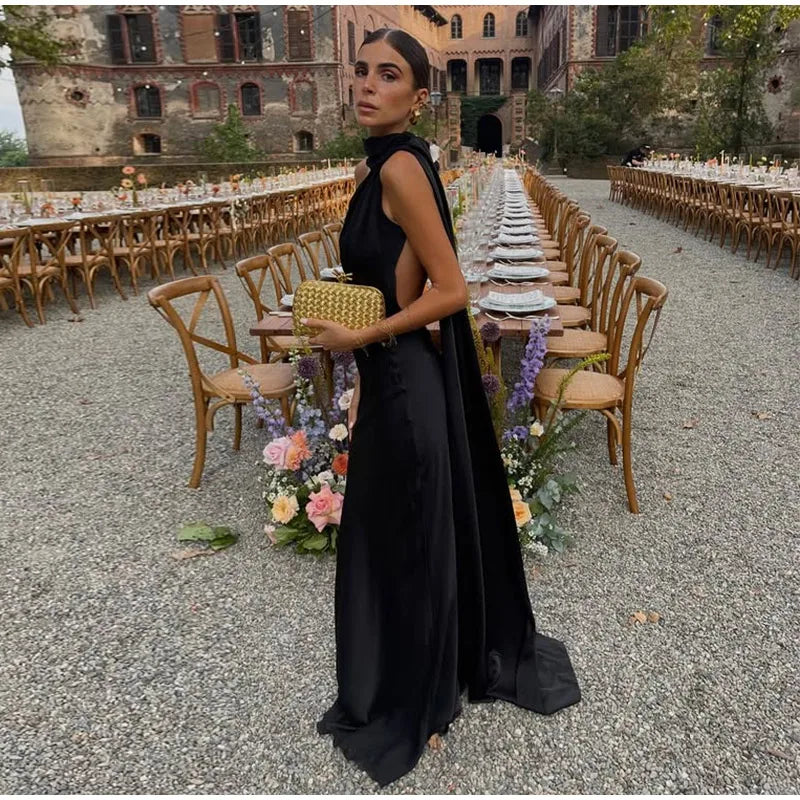 Vestido Largo Halter con Cinta para Mujer