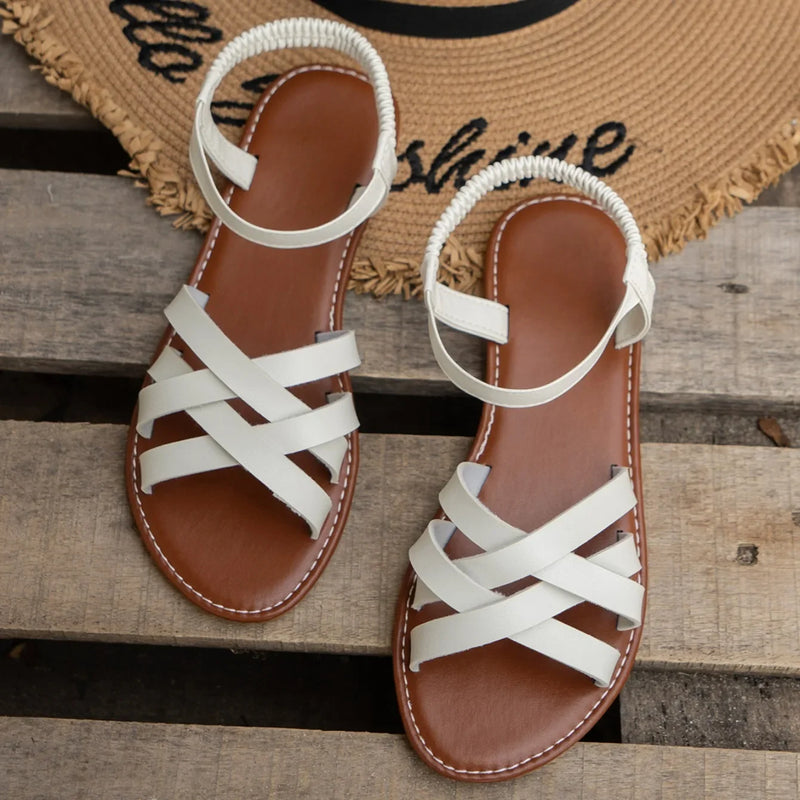 Zapatos para mujer 2025, novedad de verano, Sandalias planas para mujer, sandalias con correa romana inferior con suelas de goma antideslizantes, Sandalia diaria para mujer