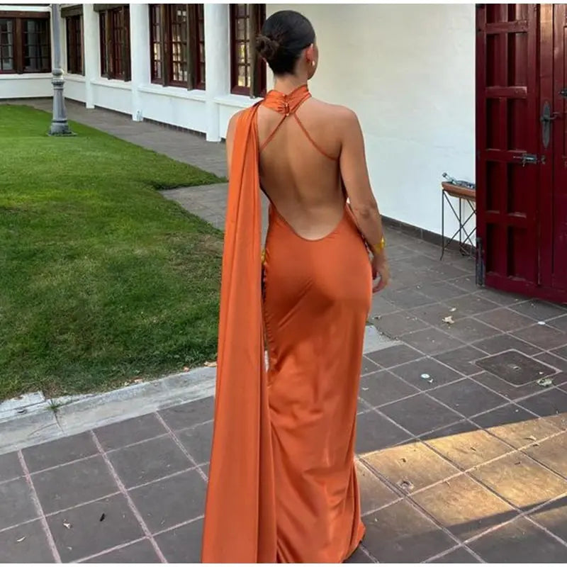 Vestido Largo Halter con Cinta para Mujer