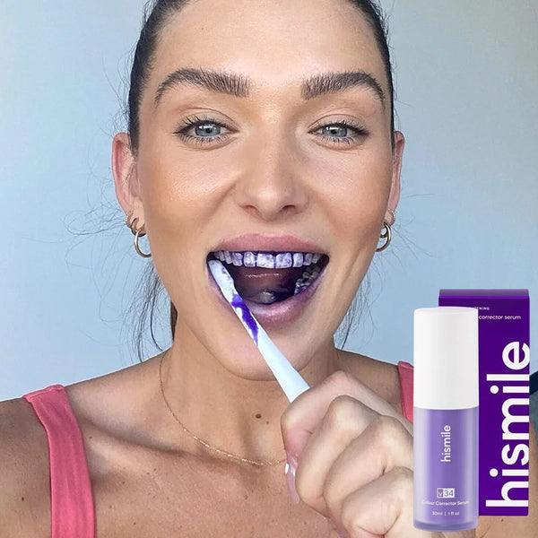 30ml V34 Hismile pasta de dientes púrpura elimina el sarro limpieza higiene bucal aliento fresco blanqueamiento productos para el cuidado de los dientes