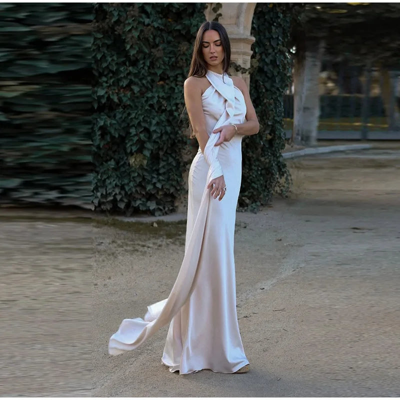 Vestido Largo Halter con Cinta para Mujer