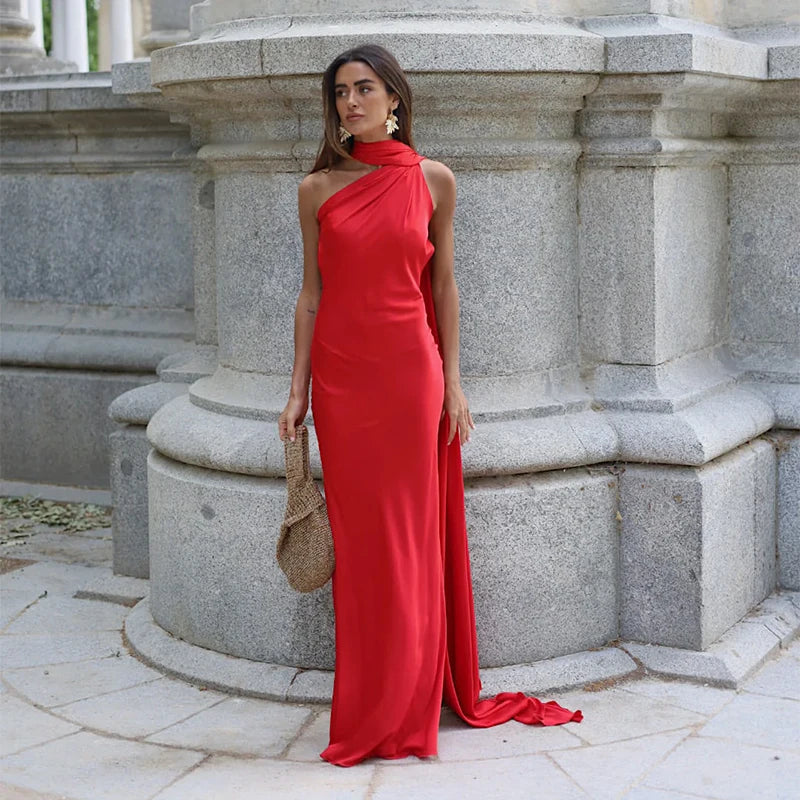 Vestido Largo Halter con Cinta para Mujer