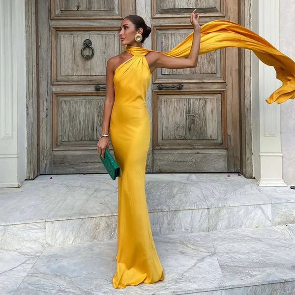 Vestido Largo Halter con Cinta para Mujer