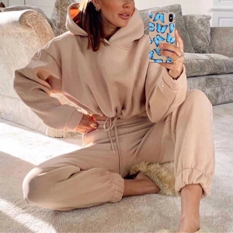 Traje deportivo de manga larga para mujer, ropa informal en la cintura, tendencia de moda, conjunto de dos piezas