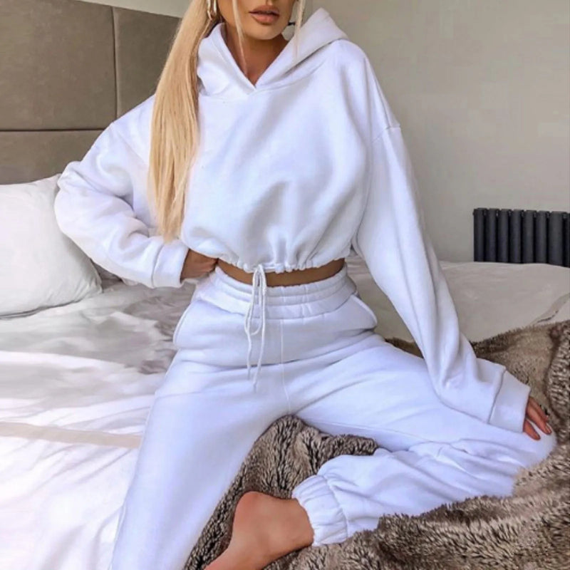 Traje deportivo de manga larga para mujer, ropa informal en la cintura, tendencia de moda, conjunto de dos piezas