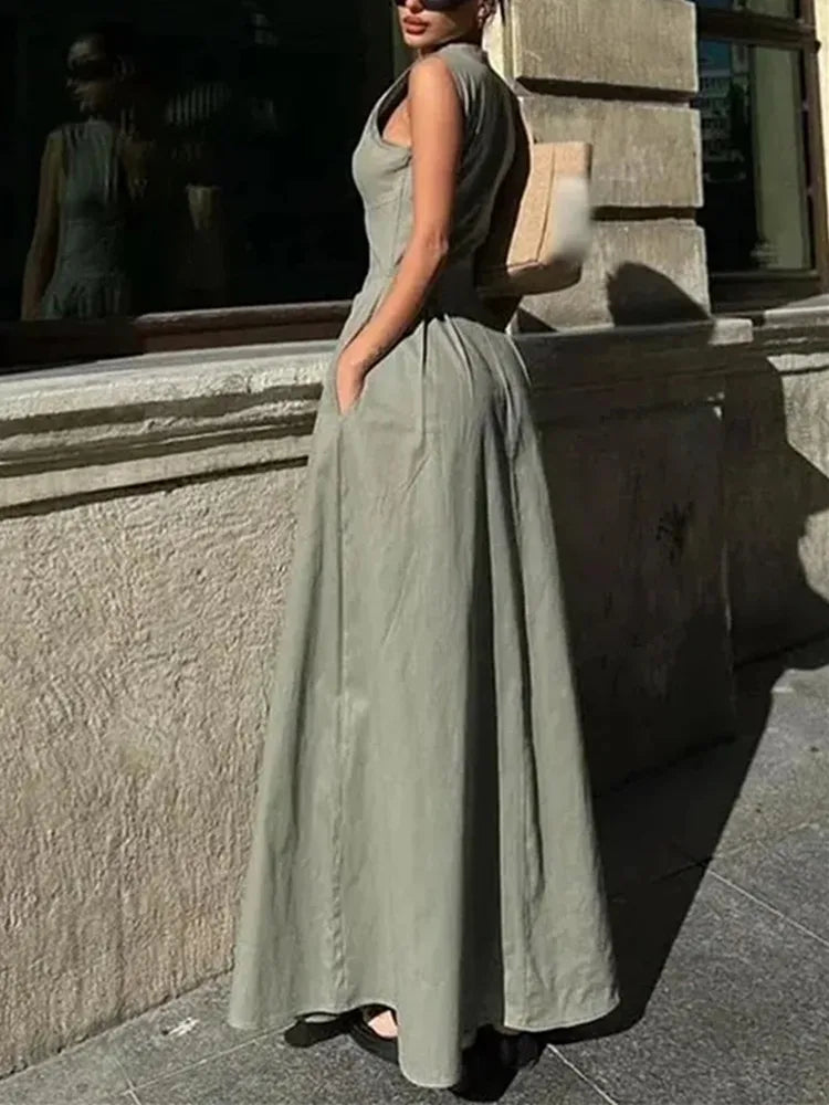 Vestido Largo Elegante con Cremallera para Mujer
