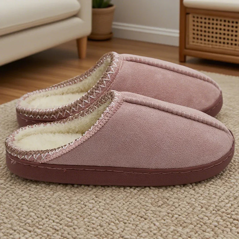 Zapatillas de algodón para otoño e invierno, suela gruesa para interiores, antideslizantes, suela suave con forro polar cálido para parejas