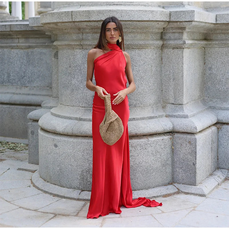 Vestido Largo Halter con Cinta para Mujer